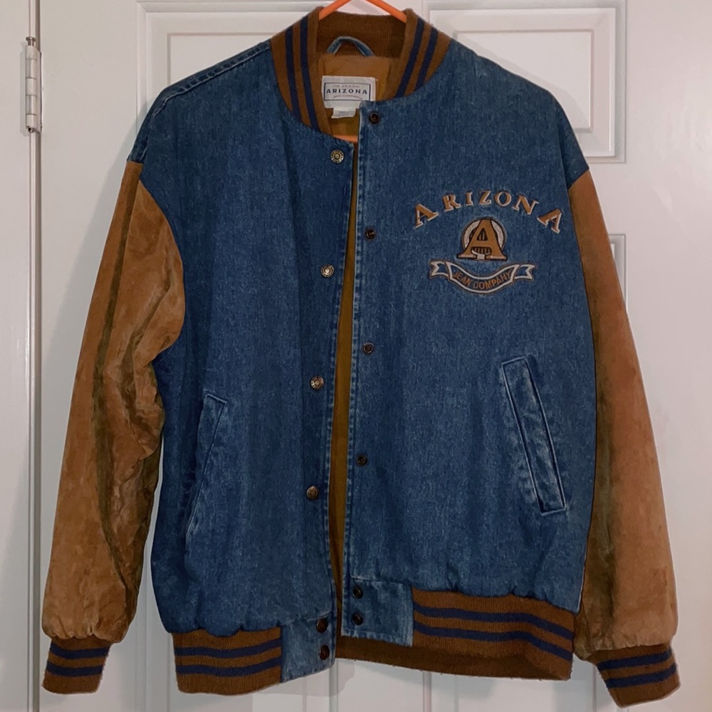 Vintage Arizona Jean Company Jacket with Suede Sleeves Size Small